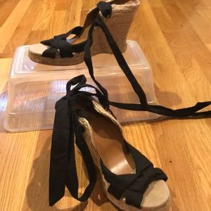 Adorable and comfy black espadrille wedge sandals